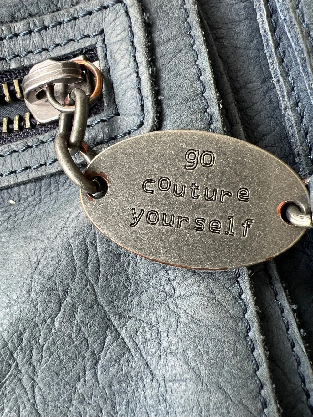 Juicy Couture vintage blue cowhide leather shoulder bag Y2K Indie aesthetic